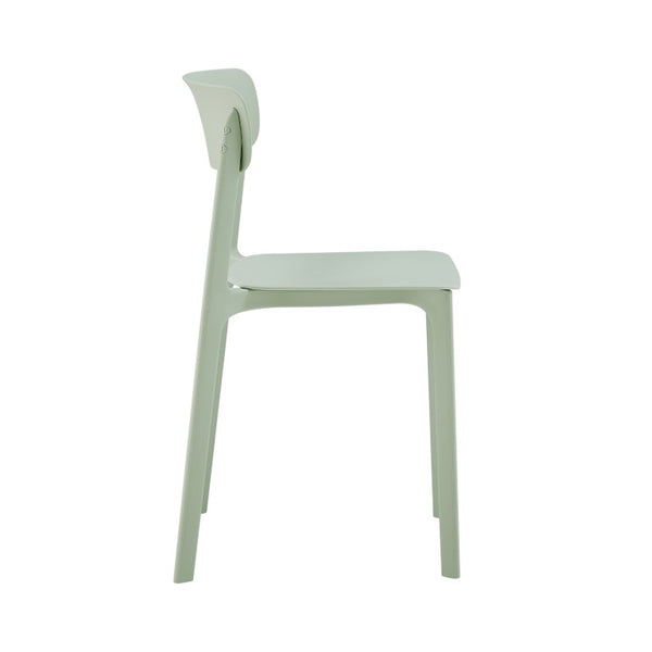 EuroStyle Tibo Stackable Polypropylene Outdoor Side Chairs UV Resistant Sculptural Patio Set of 2 Mint 80074-MNT