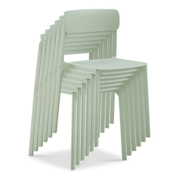 EuroStyle Tibo Stackable Polypropylene Outdoor Side Chairs UV Resistant Sculptural Patio Set of 2 Mint 80074-MNT