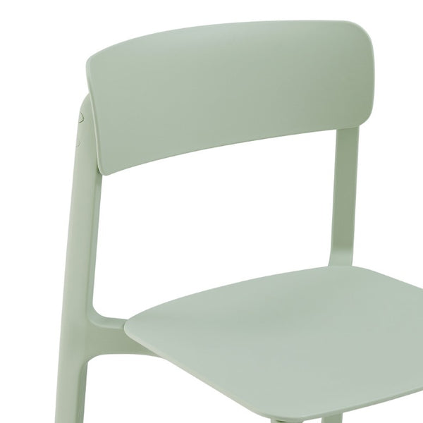 EuroStyle Tibo Stackable Polypropylene Outdoor Side Chairs UV Resistant Sculptural Patio Set of 2 Mint 80074-MNT