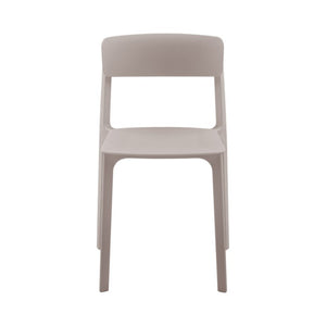 EuroStyle Tibo Stackable Polypropylene Outdoor Side Chairs UV Resistant Sculptural Patio Set of 2 Taupe 80074-TPE