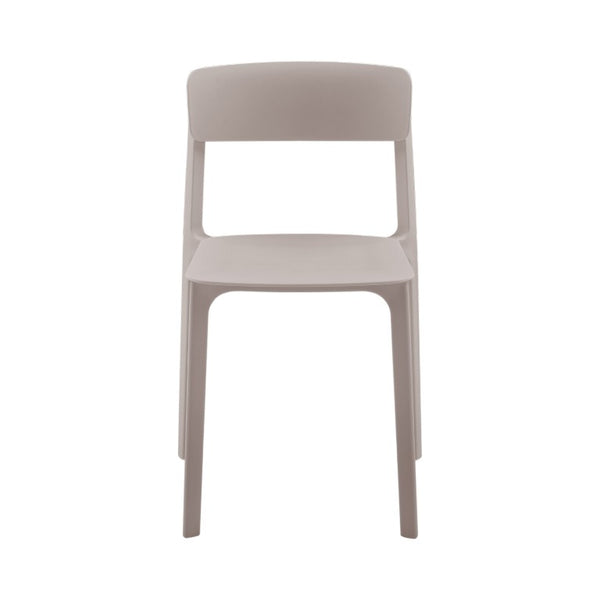 EuroStyle Tibo Stackable Polypropylene Outdoor Side Chairs UV Resistant Sculptural Patio Set of 2 Taupe 80074-TPE
