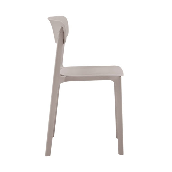 EuroStyle Tibo Stackable Polypropylene Outdoor Side Chairs UV Resistant Sculptural Patio Set of 2 Taupe 80074-TPE