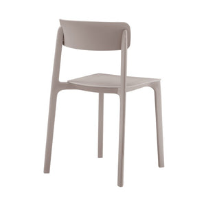 EuroStyle Tibo Stackable Polypropylene Outdoor Side Chairs UV Resistant Sculptural Patio Set of 2 Taupe 80074-TPE