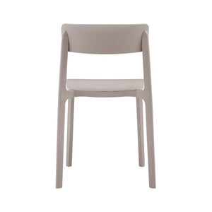 EuroStyle Tibo Stackable Polypropylene Outdoor Side Chairs UV Resistant Sculptural Patio Set of 2 Taupe 80074-TPE