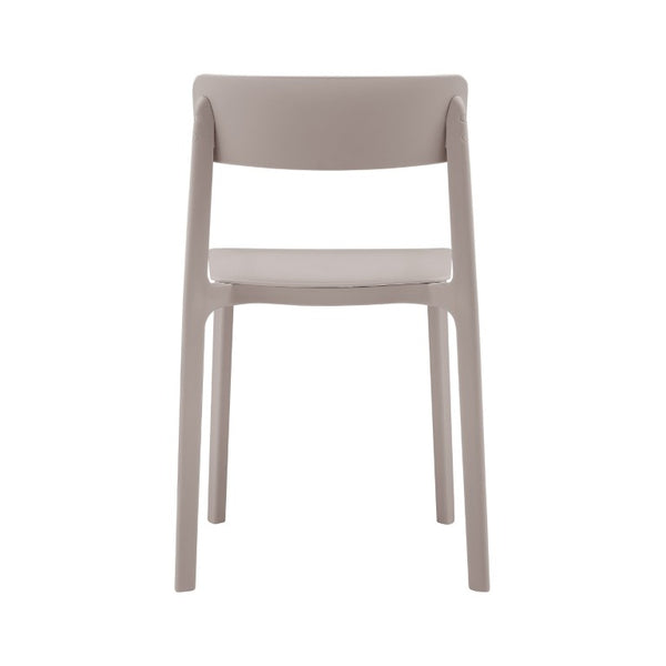 EuroStyle Tibo Stackable Polypropylene Outdoor Side Chairs UV Resistant Sculptural Patio Set of 2 Taupe 80074-TPE