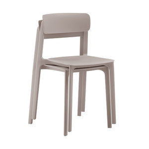 EuroStyle Tibo Stackable Polypropylene Outdoor Side Chairs UV Resistant Sculptural Patio Set of 2 Taupe 80074-TPE
