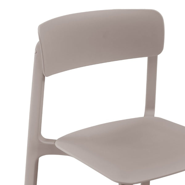 EuroStyle Tibo Stackable Polypropylene Outdoor Side Chairs UV Resistant Sculptural Patio Set of 2 Taupe 80074-TPE