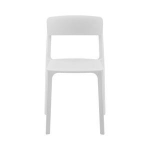EuroStyle Tibo Stackable Polypropylene Outdoor Side Chairs UV Resistant Sculptural Patio Set of 2 White 80074-WHT