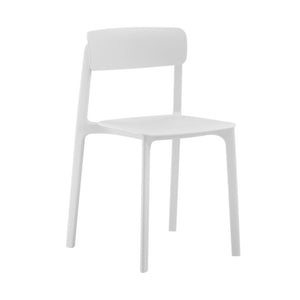 EuroStyle Tibo Stackable Polypropylene Outdoor Side Chairs UV Resistant Sculptural Patio Set of 2 White 80074-WHT