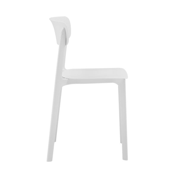 EuroStyle Tibo Stackable Polypropylene Outdoor Side Chairs UV Resistant Sculptural Patio Set of 2 White 80074-WHT