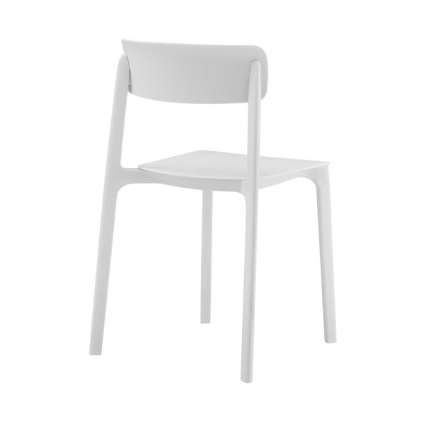 EuroStyle Tibo Stackable Polypropylene Outdoor Side Chairs UV Resistant Sculptural Patio Set of 2 White 80074-WHT