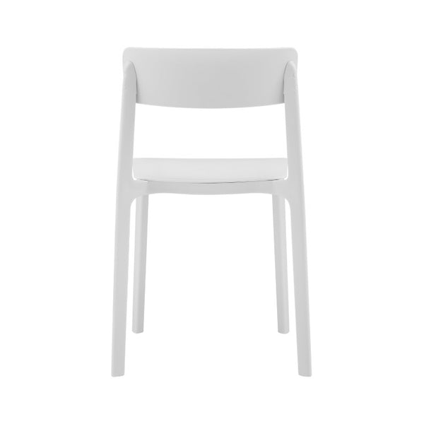 EuroStyle Tibo Stackable Polypropylene Outdoor Side Chairs UV Resistant Sculptural Patio Set of 2 White 80074-WHT