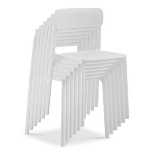 EuroStyle Tibo Stackable Polypropylene Outdoor Side Chairs UV Resistant Sculptural Patio Set of 2 White 80074-WHT