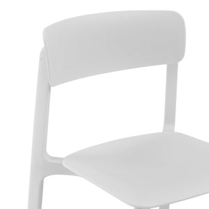 EuroStyle Tibo Stackable Polypropylene Outdoor Side Chairs UV Resistant Sculptural Patio Set of 2 White 80074-WHT