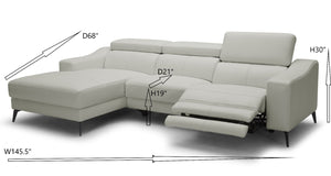 VIG Furniture Rampart Modern L-Shape Laf Leather Reclining Sofa With Dual Motors Chaise Ergonomic Comfort White Sectional Sofa VGKM-5325-LAF-WHT-SECT