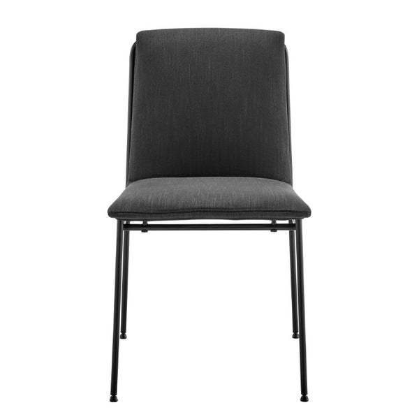 EuroStyle Ludvig Ergonomic Upholstered Dining Chair Set of 2 with Powder Coated Steel Frame Anthracite 80078ANTH