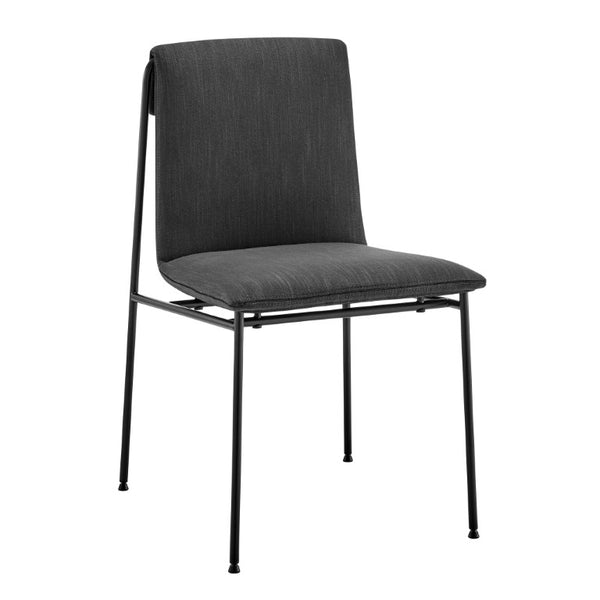 EuroStyle Ludvig Ergonomic Upholstered Dining Chair Set of 2 with Powder Coated Steel Frame Anthracite 80078ANTH
