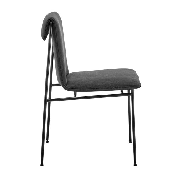 EuroStyle Ludvig Ergonomic Upholstered Dining Chair Set of 2 with Powder Coated Steel Frame Anthracite 80078ANTH