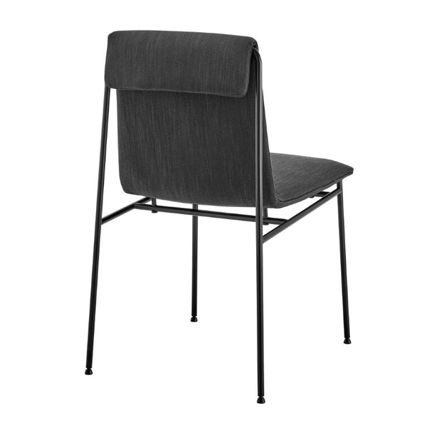 EuroStyle Ludvig Ergonomic Upholstered Dining Chair Set of 2 with Powder Coated Steel Frame Anthracite 80078ANTH