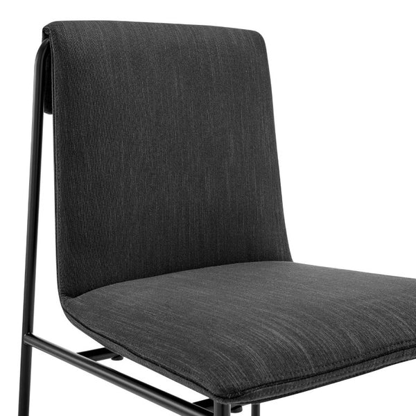 EuroStyle Ludvig Ergonomic Upholstered Dining Chair Set of 2 with Powder Coated Steel Frame Anthracite 80078ANTH