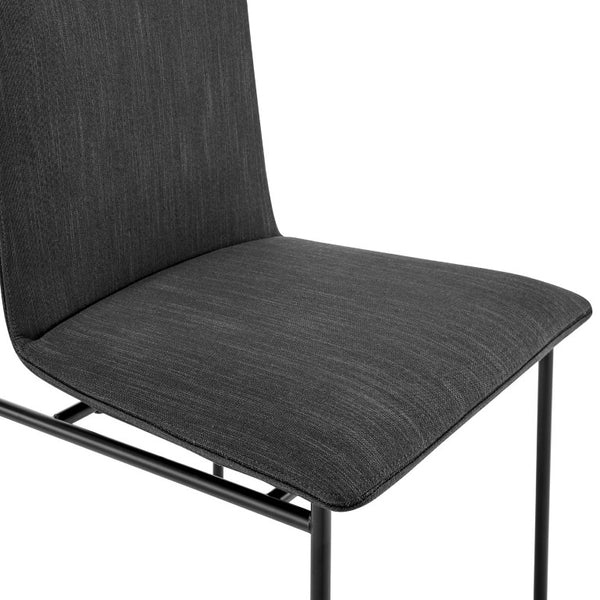 EuroStyle Ludvig Ergonomic Upholstered Dining Chair Set of 2 with Powder Coated Steel Frame Anthracite 80078ANTH