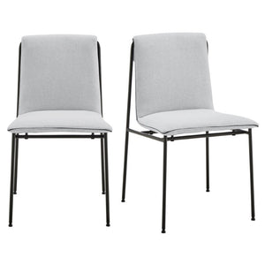 EuroStyle Ludvig Ergonomic Upholstered Dining Chair Set of 2 with Powder Coated Steel Frame Light Gray 80078LTGRY