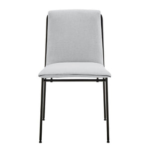 EuroStyle Ludvig Ergonomic Upholstered Dining Chair Set of 2 with Powder Coated Steel Frame Light Gray 80078LTGRY