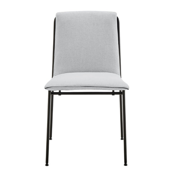 EuroStyle Ludvig Ergonomic Upholstered Dining Chair Set of 2 with Powder Coated Steel Frame Light Gray 80078LTGRY
