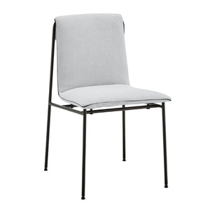 EuroStyle Ludvig Ergonomic Upholstered Dining Chair Set of 2 with Powder Coated Steel Frame Light Gray 80078LTGRY