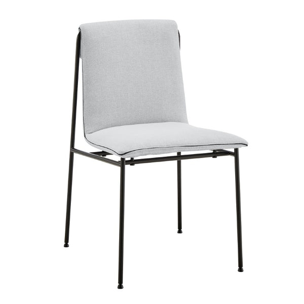 EuroStyle Ludvig Ergonomic Upholstered Dining Chair Set of 2 with Powder Coated Steel Frame Light Gray 80078LTGRY