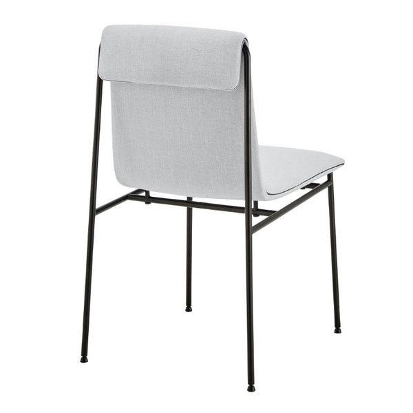 EuroStyle Ludvig Ergonomic Upholstered Dining Chair Set of 2 with Powder Coated Steel Frame Light Gray 80078LTGRY
