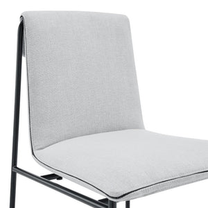 EuroStyle Ludvig Ergonomic Upholstered Dining Chair Set of 2 with Powder Coated Steel Frame Light Gray 80078LTGRY