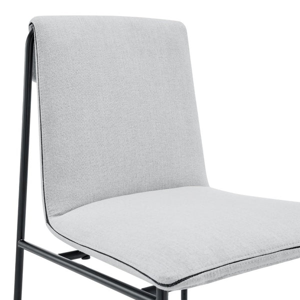 EuroStyle Ludvig Ergonomic Upholstered Dining Chair Set of 2 with Powder Coated Steel Frame Light Gray 80078LTGRY