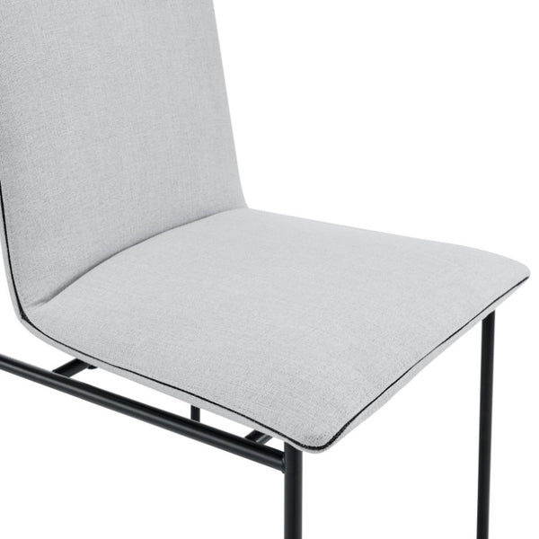 EuroStyle Ludvig Ergonomic Upholstered Dining Chair Set of 2 with Powder Coated Steel Frame Light Gray 80078LTGRY