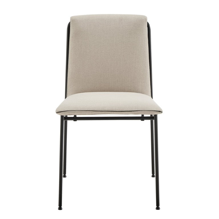 EuroStyle Ludvig Ergonomic Upholstered Dining Chair Set of 2 with Powder Coated Steel Frame Tan 80078TAN