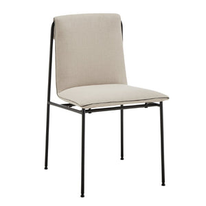 EuroStyle Ludvig Ergonomic Upholstered Dining Chair Set of 2 with Powder Coated Steel Frame Tan 80078TAN