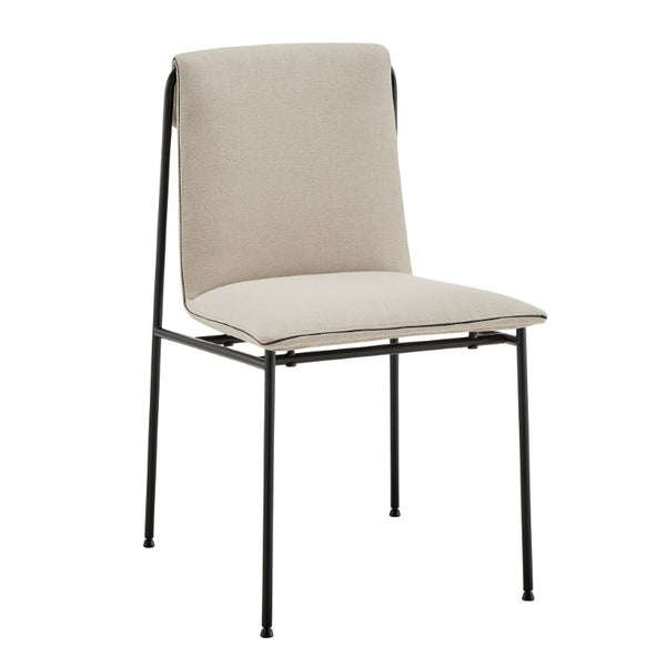 EuroStyle Ludvig Ergonomic Upholstered Dining Chair Set of 2 with Powder Coated Steel Frame Tan 80078TAN