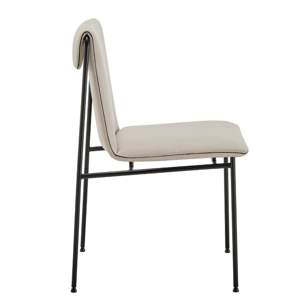 EuroStyle Ludvig Ergonomic Upholstered Dining Chair Set of 2 with Powder Coated Steel Frame Tan 80078TAN