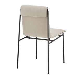 EuroStyle Ludvig Ergonomic Upholstered Dining Chair Set of 2 with Powder Coated Steel Frame Tan 80078TAN