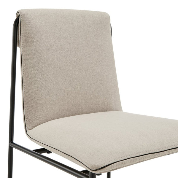 EuroStyle Ludvig Ergonomic Upholstered Dining Chair Set of 2 with Powder Coated Steel Frame Tan 80078TAN