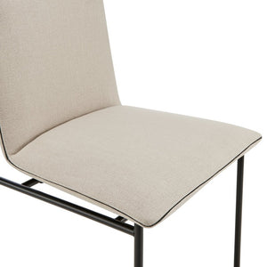 EuroStyle Ludvig Ergonomic Upholstered Dining Chair Set of 2 with Powder Coated Steel Frame Tan 80078TAN