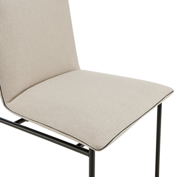 EuroStyle Ludvig Ergonomic Upholstered Dining Chair Set of 2 with Powder Coated Steel Frame Tan 80078TAN