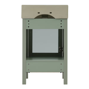 English Elm 20-Inch modern bathroom vanity with ceramic sink, soft-close door and ample storage for small spaces Green WF324691AAF