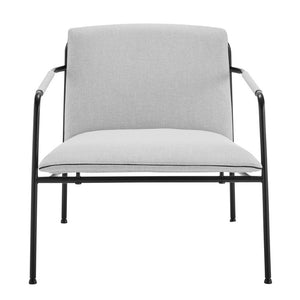 EuroStyle Ludvig Mid-Century Lounge Chair Wrap Around Back Gray Upholstery Matte Steel Base 80080LTGRY