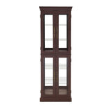 English Elm Lighted Glass Curio Display Cabinet,Display Cabinet,Glass Storage Cabinet Glass Wine Cabinet Wood Frame Toy Display For Living Room, Kitchen, Pantry Light Bulb Included Dark Cherry