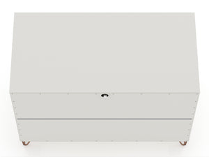 English Elm Rockefeller 35" Dresser with 3 Smooth-Glide Drawers, Metal Splayed Legs, TV-Ready Storage, Anti-Tip Off White B365P398129