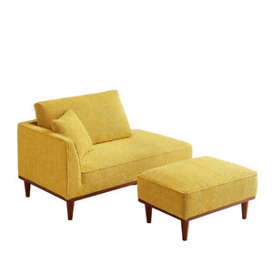 English Elm Indoor Boucle Chaise Lounge with Detachable Ottoman Convertible Daybed Bedroom Reading Nook Yellow W5515P438684