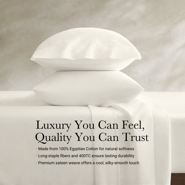 English Elm 5 Egyptian Cotton Split King Sateen Sheet Set with Deep Pockets Breathable Luxurious Feel Ivory 5 L x 14 W x 12.25 H B035P381319