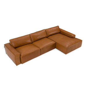VIG Furniture Cambria Modular Raf Cognac Leather Sectional Sofa With Right-Facing Chaise, Plush Feather-Foam Comfort VGKK-KF1123-SECT-RAF