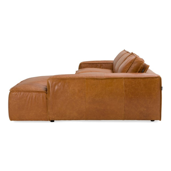 VIG Furniture Cambria Modular Raf Cognac Leather Sectional Sofa With Right-Facing Chaise, Plush Feather-Foam Comfort VGKK-KF1123-SECT-RAF